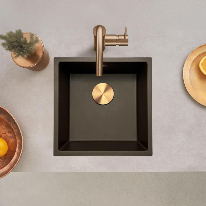 GraniteMy Universal granitkafé diskho 40x40 cm för infällning, undermontering och planmontering med kopparpropp 1208967217