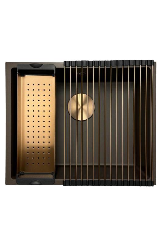 GraniteMy Universell granitkafé-diskbänk 50x40 cm för ovanpåliggande, underlimmad och planlimmad installation med kopparpropp 1208967229