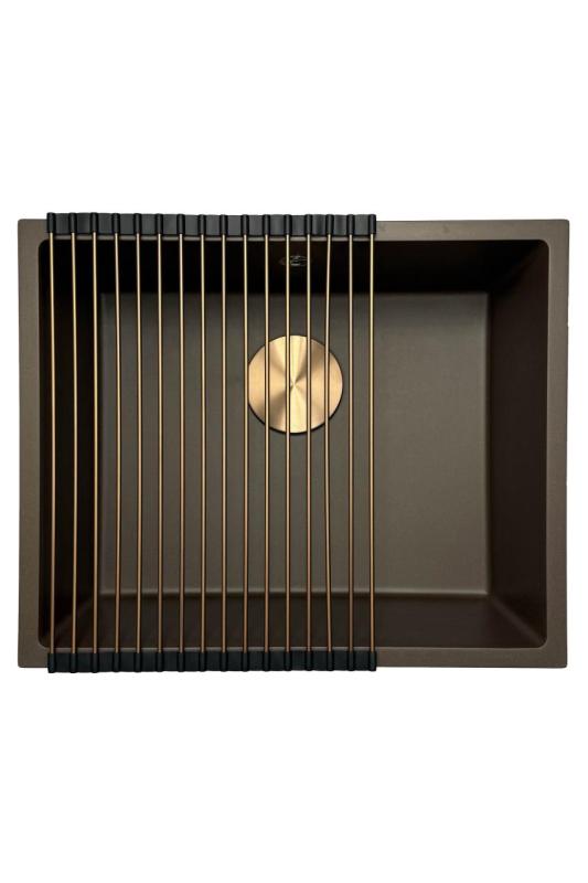 GraniteMy Universell granitkafé-diskbänk 50x40 cm för ovanpåliggande, underlimmad och planlimmad installation med kopparpropp 1208967229