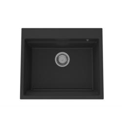 GraniteMy Steam granitho diskbänk 56x48 cm svart ovanpå med rostfri plugg inklusive tillbehör 1208967231