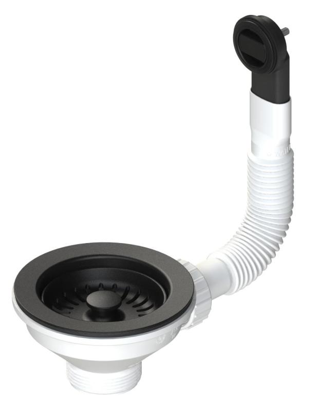 Granitemy korgproppset matt svart, avloppsats diskbänk inkl. överflöde rund och rektangulär 1208967256