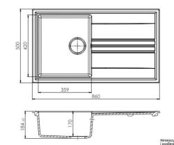 GraniteMy Vesi extra grund granitdiskho svart 86x50cm med avrinningsyta omvändbar med kopparplugg 1208967290