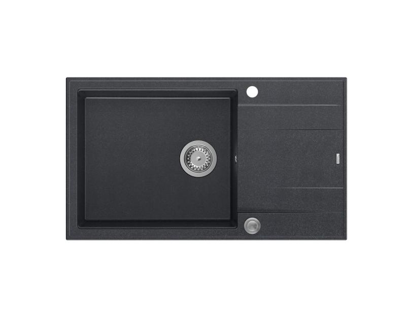Quadri Luton antracit granit stor ovanpåliggande diskho med avrinning, vändbar 86x50cm med rostfri propp 1208967333