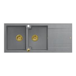 Quadri Luton inbyggnad dubbel granitho grå med avrinningsyta 116x50 cm med guldplugg 1208967361