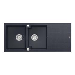 Quadri Luton inbyggd dubbel granitho antracit med avrinningsdel 116x50 cm med rostfri plugg 1208967363