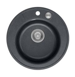 Quadri Norwich granit antracit rund diskho med rostfri plugg och push-to-open avlopp 1208967373