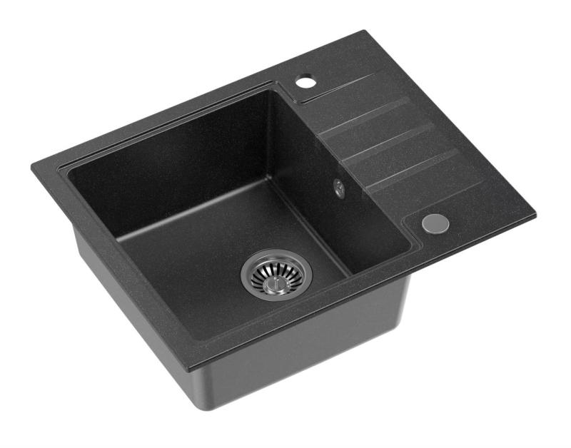 Quadri Kofta antracitgranit inbyggd diskho med avrinningsyta vändbar 62x50cm 1208967391