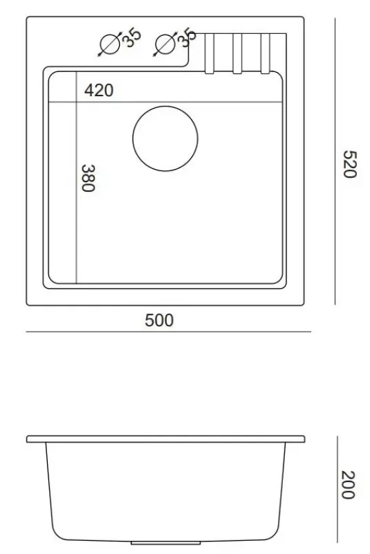 Quadri Cardigan antracitgrå infälld diskho 50x52cm med kranhål 1208967394