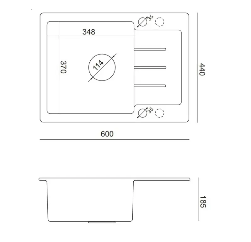 Quadri Kendal beige sand granitdiskho med avrinningsdel 60x44cm vändbar 1208967402