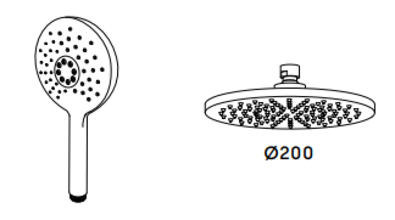Waterevolution Flow duschset med regndusch mässing natur 200mm T141NRLE