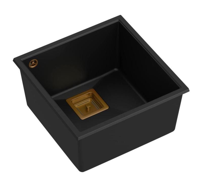 Quadri Quadrangle svart granit underlimmad diskho 42x42cm med kopparplugg 1208967482