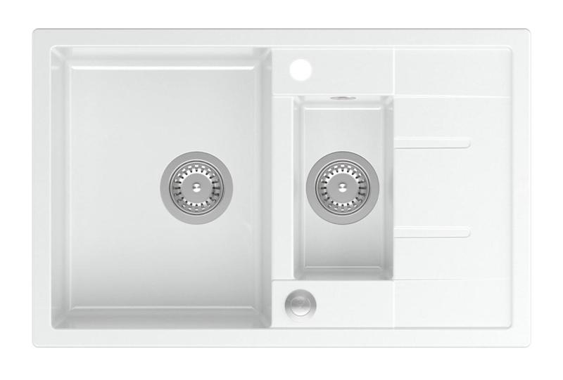 Quadri Brenton vit granit inbyggd diskho 1,5 ho med avrinningsyta 78x50cm med rostfri plugg 1208967491