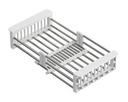 Quadri Universal utdragbar insatskorg eller restkorg i rostfritt stål med vita handtag, 225 mm bred, 1208967542