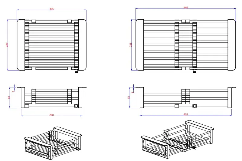 Quadri Universal utdragbar insatskorg eller avfallskorg rostfritt stål med gråa handtag 225mm bred 1208967543