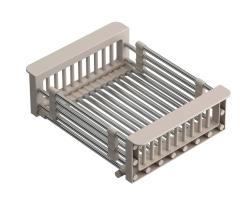 Quadri Universell utdragbar insatskorg insatskorg eller avfallskorg rostfritt stål med beige handtag 225mm bred 1208967544