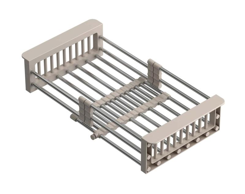Quadri Universell utdragbar insatskorg insatskorg eller avfallskorg rostfritt stål med beige handtag 225mm bred 1208967544