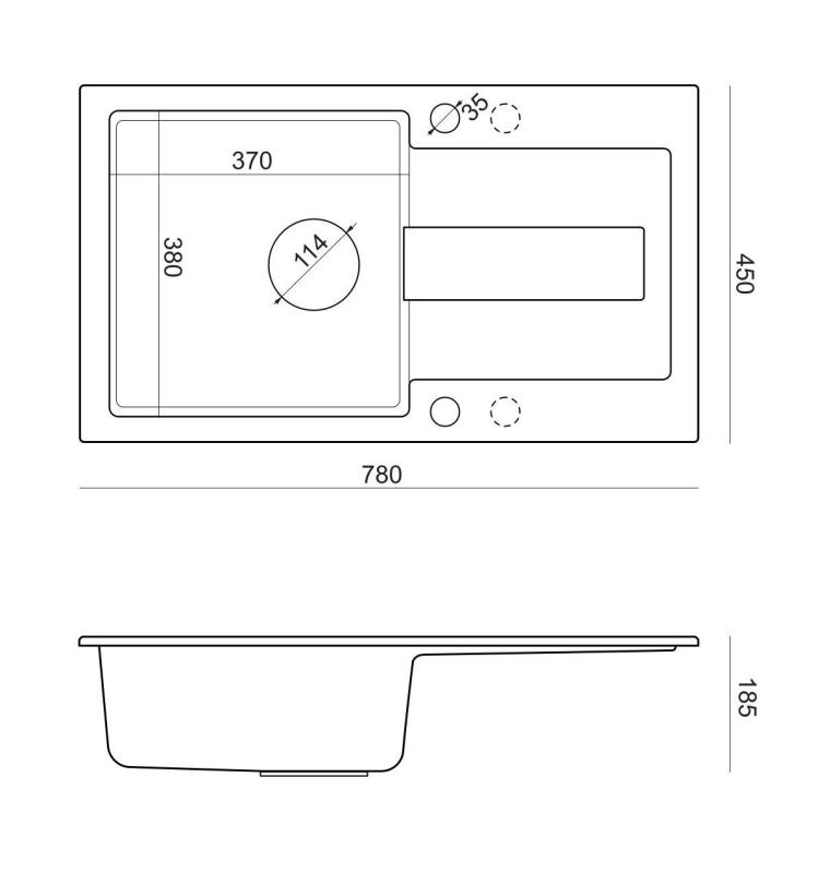 Quadri Sutton beige sand granit diskho 78x45cm med avrinningsyta, vändbar, med beige propp 1208967579.