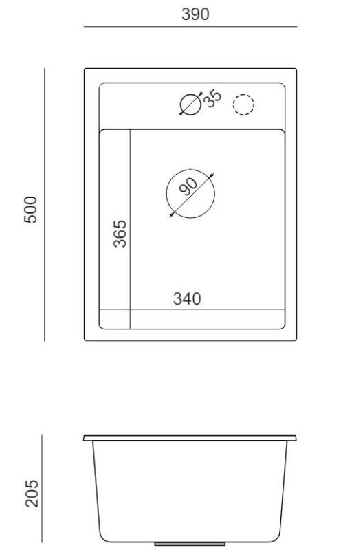 Quadri London granit antracit diskho 39x50cm med kranhål installation 1208967584