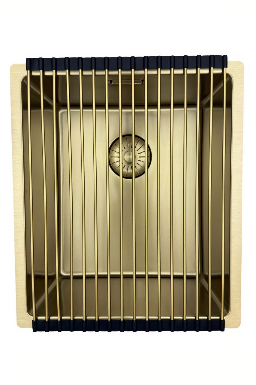 Pure.Sink Prestige diskho 34x40 cm PVD Guld 10mm radie undermonterad, planmonterad och ovanpåliggande PPG3440-60. - Productafbeelding 6