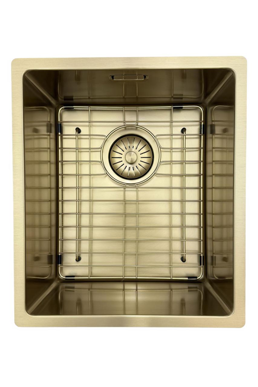 Pure.Sink Prestige diskho 34x40 cm PVD Guld 10mm radie undermonterad, planmonterad och ovanpåliggande PPG3440-60. - Productafbeelding 7