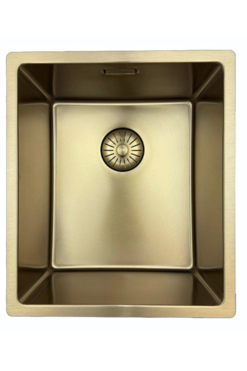 Pure.Sink Prestige diskho 34x40 cm PVD Guld 10mm radie undermonterad, planmonterad och ovanpåliggande PPG3440-60. - Productafbeelding 9