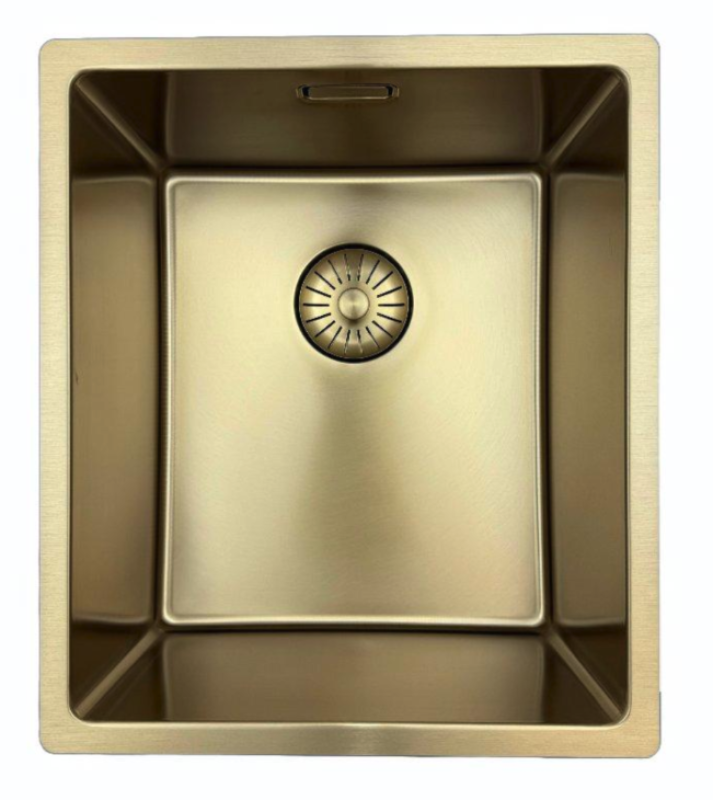 Pure.Sink Prestige diskho 34x40 cm PVD Guld 10mm radie undermonterad, planmonterad och ovanpåliggande PPG3440-60.