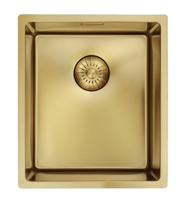 Pure.Sink Prestige diskho 34x40 cm PVD Guld 10mm radie undermonterad, planmonterad och ovanpåliggande PPG3440-60.