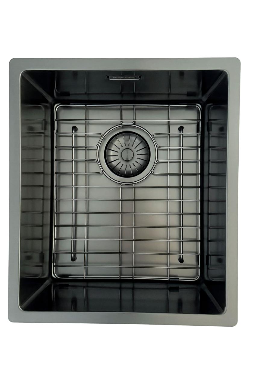 Pure.Sink Prestige diskho PVD gun metal 34x40 cm 10 mm radie undermontering, planmontering och ovanpåliggande montering PPG3440-61 - Productafbeelding 4