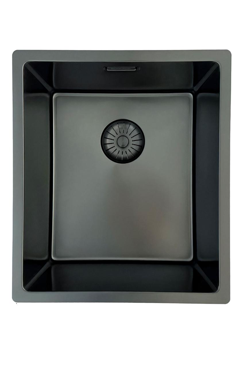 Pure.Sink Prestige diskho PVD gun metal 34x40 cm 10 mm radie undermontering, planmontering och ovanpåliggande montering PPG3440-61 - Productafbeelding 8
