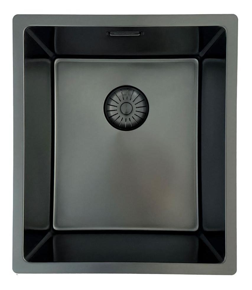 Pure.Sink Prestige diskho PVD gun metal 34x40 cm 10 mm radie undermontering, planmontering och ovanpåliggande montering PPG3440-61 - Productafbeelding