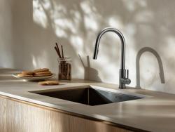 Pure.Sink Prestige diskho PVD gun metal 34x40 cm 10 mm radie undermontering, planmontering och ovanpåliggande montering PPG3440-61