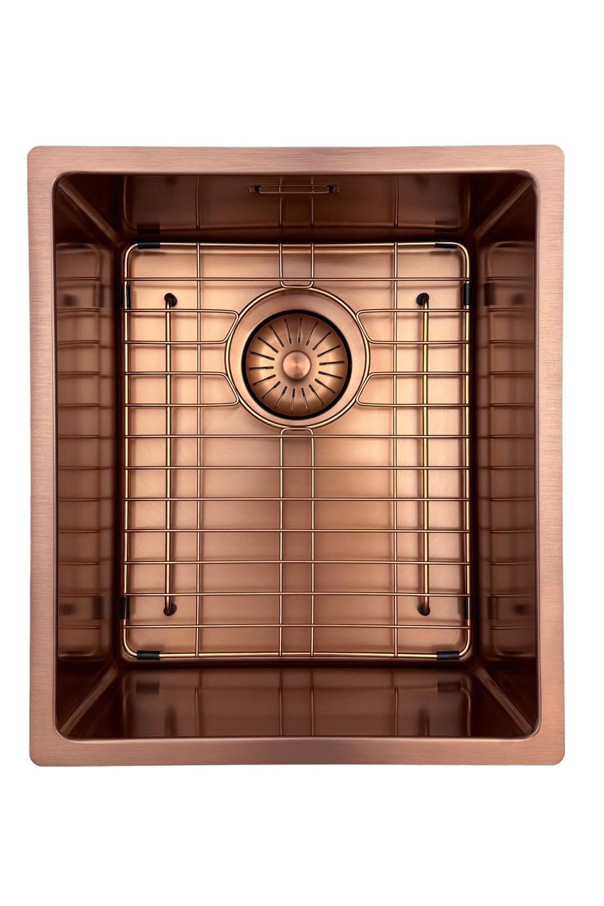 Pure.Sink Prestige diskho 34x40 cm PVD Koppar 10 mm radie undermonterad, planmonterad och ovanpåliggande PPG3440-62 - Productafbeelding 5