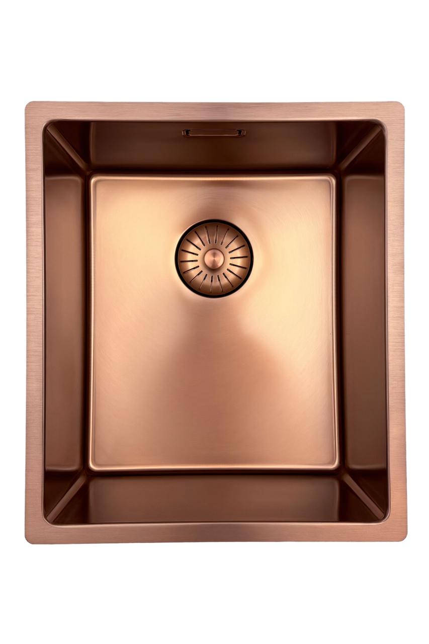 Pure.Sink Prestige diskho 34x40 cm PVD Koppar 10 mm radie undermonterad, planmonterad och ovanpåliggande PPG3440-62 - Productafbeelding 10