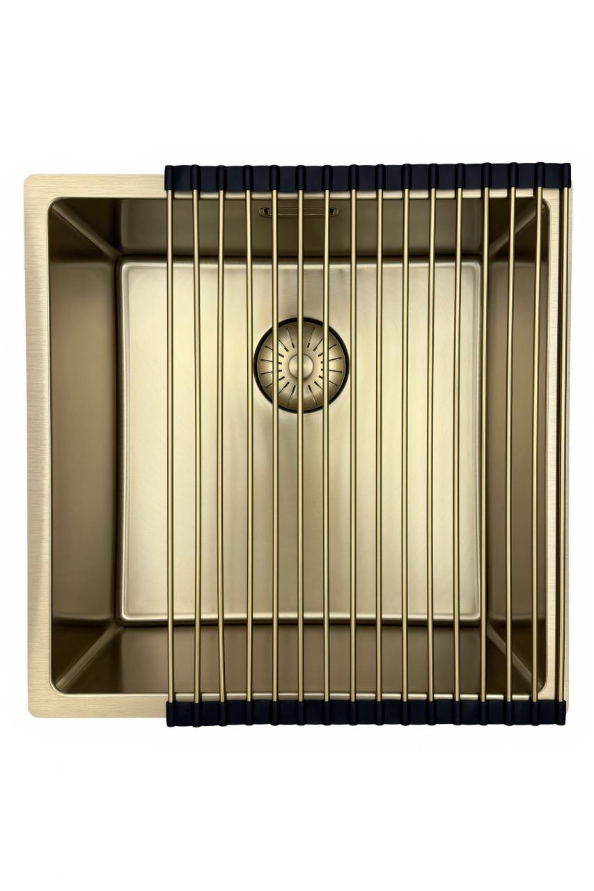 Pure.Sink Prestige diskho 40x40 cm PVD Guld 10 mm radie undermonterad, planmonterad och ovanpåliggande PPG4040-60 - Productafbeelding 6