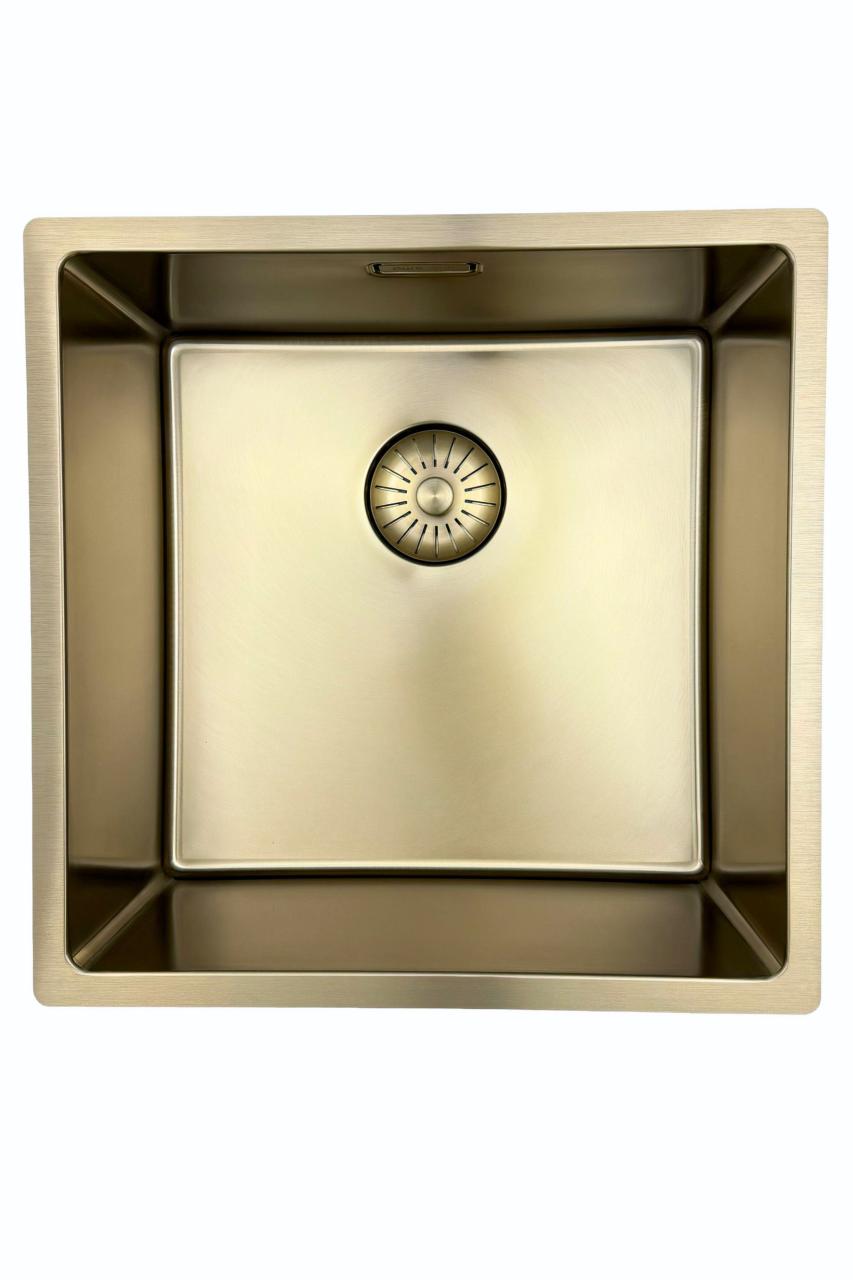Pure.Sink Prestige diskho 40x40 cm PVD Guld 10 mm radie undermonterad, planmonterad och ovanpåliggande PPG4040-60 - Productafbeelding 11
