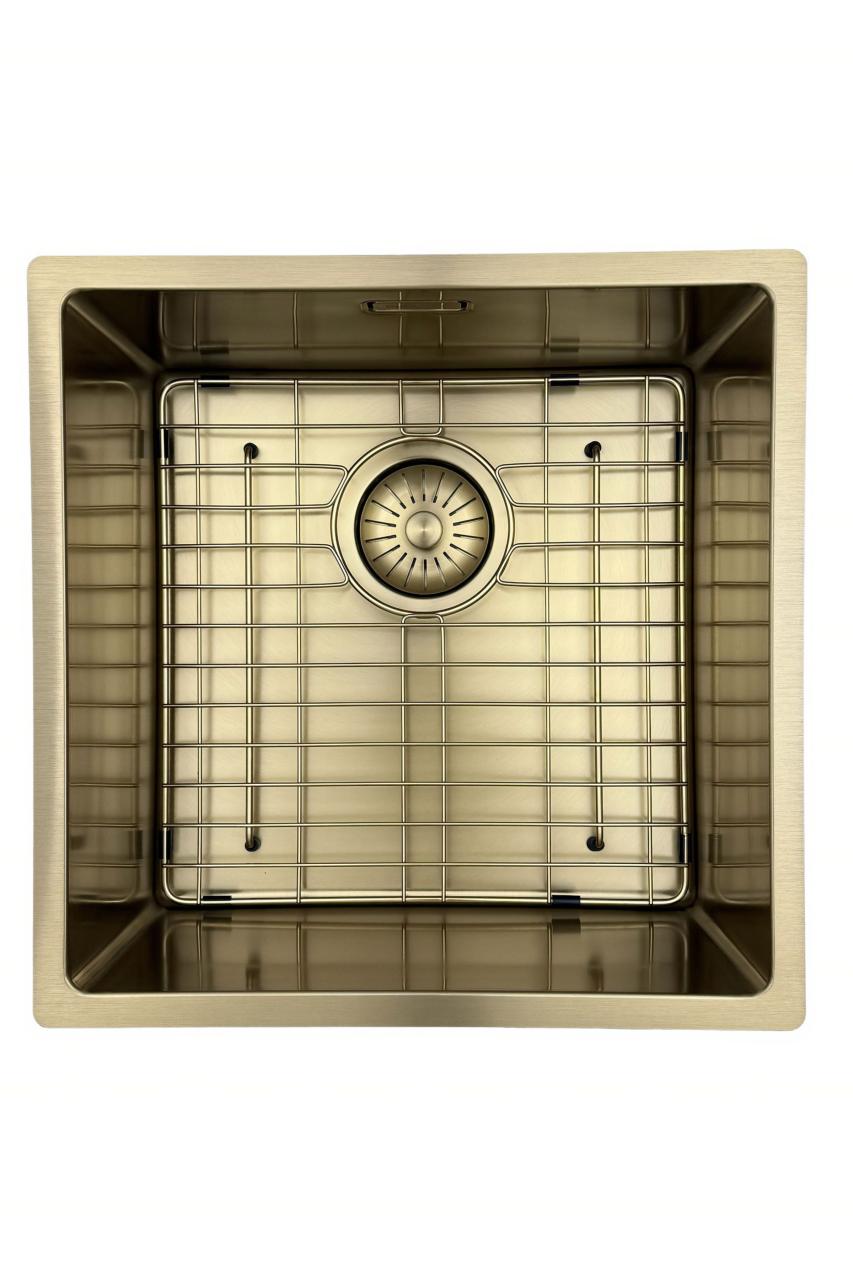 Pure.Sink Prestige diskho 40x40 cm PVD Guld 10 mm radie undermonterad, planmonterad och ovanpåliggande PPG4040-60 - Productafbeelding 7