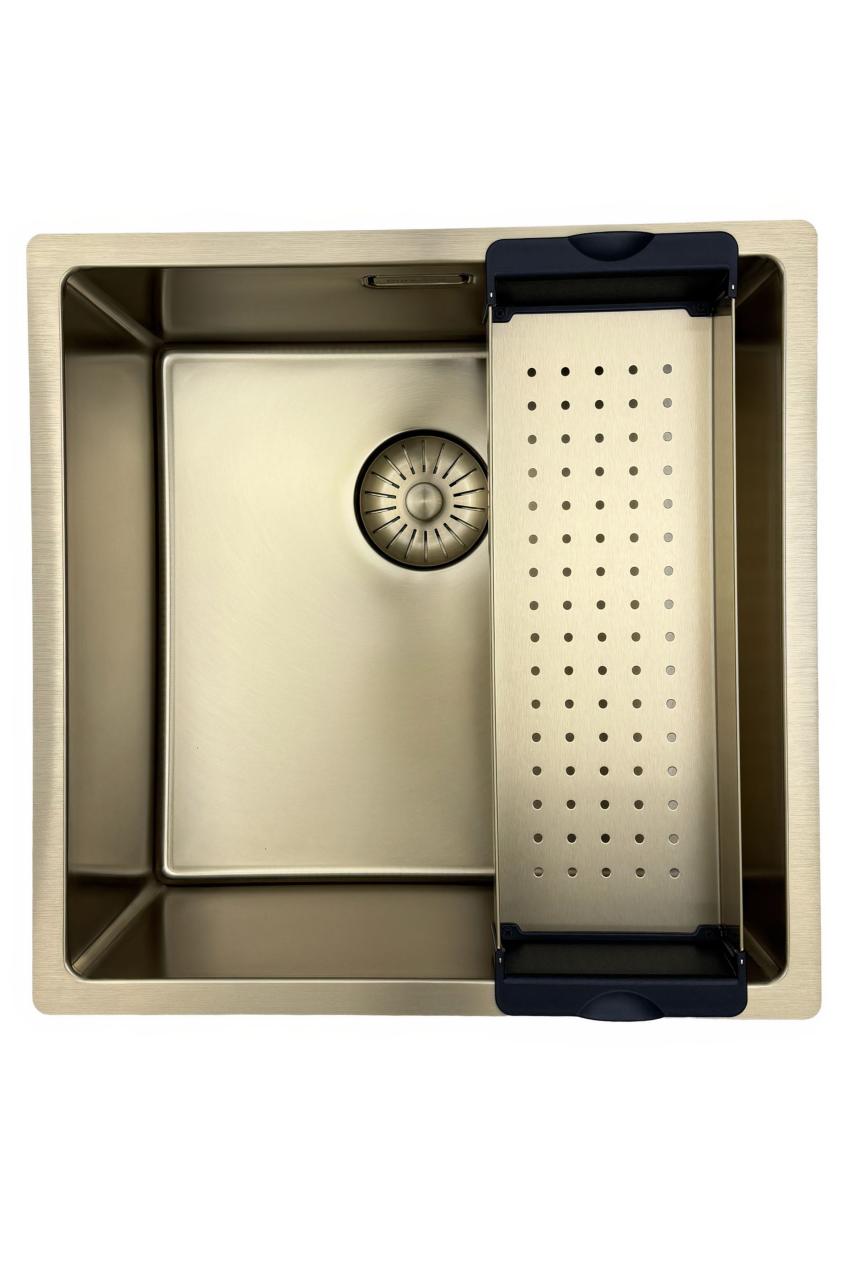 Pure.Sink Prestige diskho 40x40 cm PVD Guld 10 mm radie undermonterad, planmonterad och ovanpåliggande PPG4040-60 - Productafbeelding 5