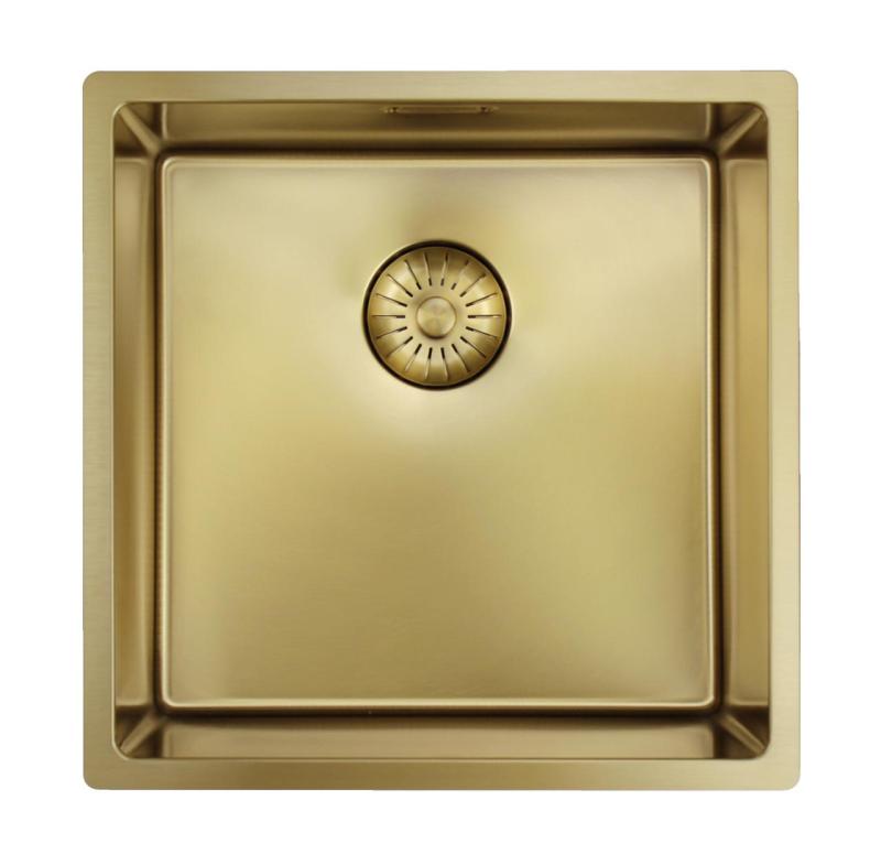 Pure.Sink Prestige diskho 40x40 cm PVD Guld 10 mm radie undermonterad, planmonterad och ovanpåliggande PPG4040-60