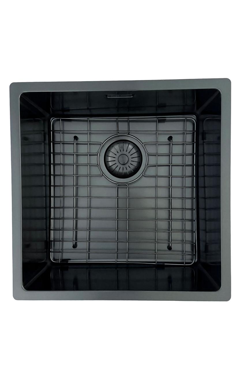 Pure.Sink Prestige diskbänk 40x40 cm PVD Gun Metal 10mm radie undermontering, planmontering och ovanmontering PPG4040-61 - Productafbeelding 7