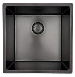 Pure.Sink Prestige diskbänk 40x40 cm PVD Gun Metal 10mm radie undermontering, planmontering och ovanmontering PPG4040-61