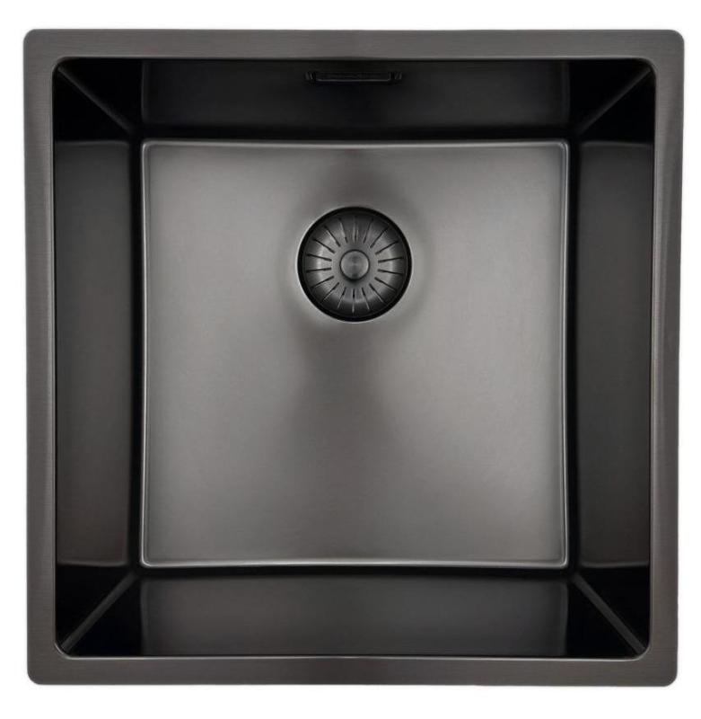 Pure.Sink Prestige diskbänk 40x40 cm PVD Gun Metal 10mm radie undermontering, planmontering och ovanmontering PPG4040-61