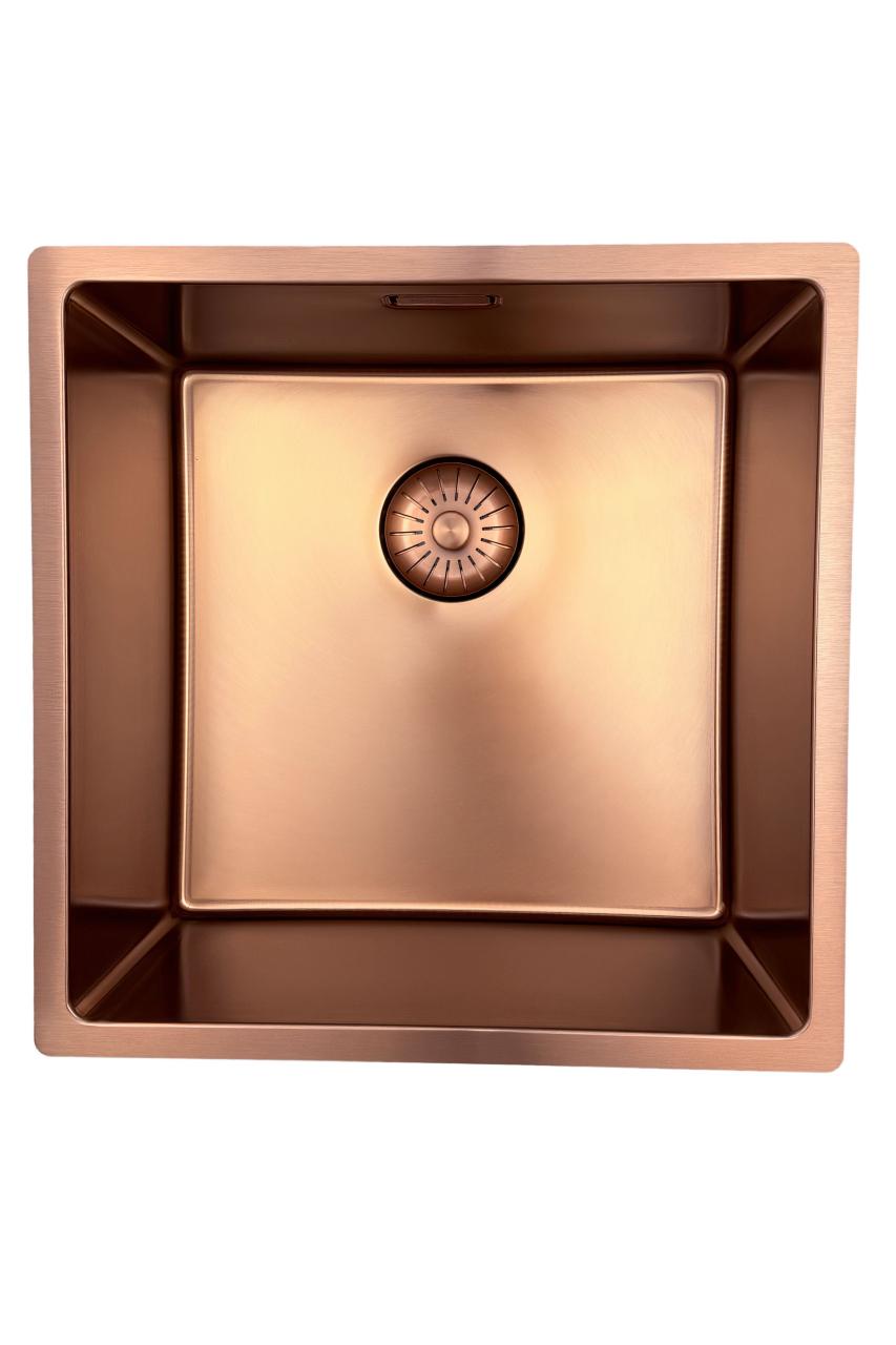Pure.Sink Prestige diskho 40x40 cm PVD Koppar 10 mm radie undermontering, planmontering och ovanmontering PPG4040-62 - Productafbeelding 8