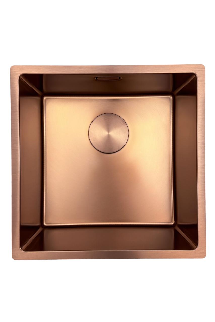 Pure.Sink Prestige diskho 40x40 cm PVD Koppar 10 mm radie undermontering, planmontering och ovanmontering PPG4040-62 - Productafbeelding 4