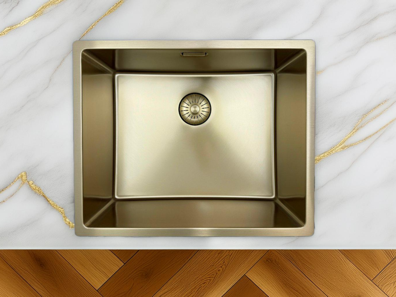 Pure.Sink Prestige diskho 50x40 cm PVD Guld 10mm radie undermonterad, planmonterad och ovanpåliggande PPG5040-60 - Productafbeelding 14