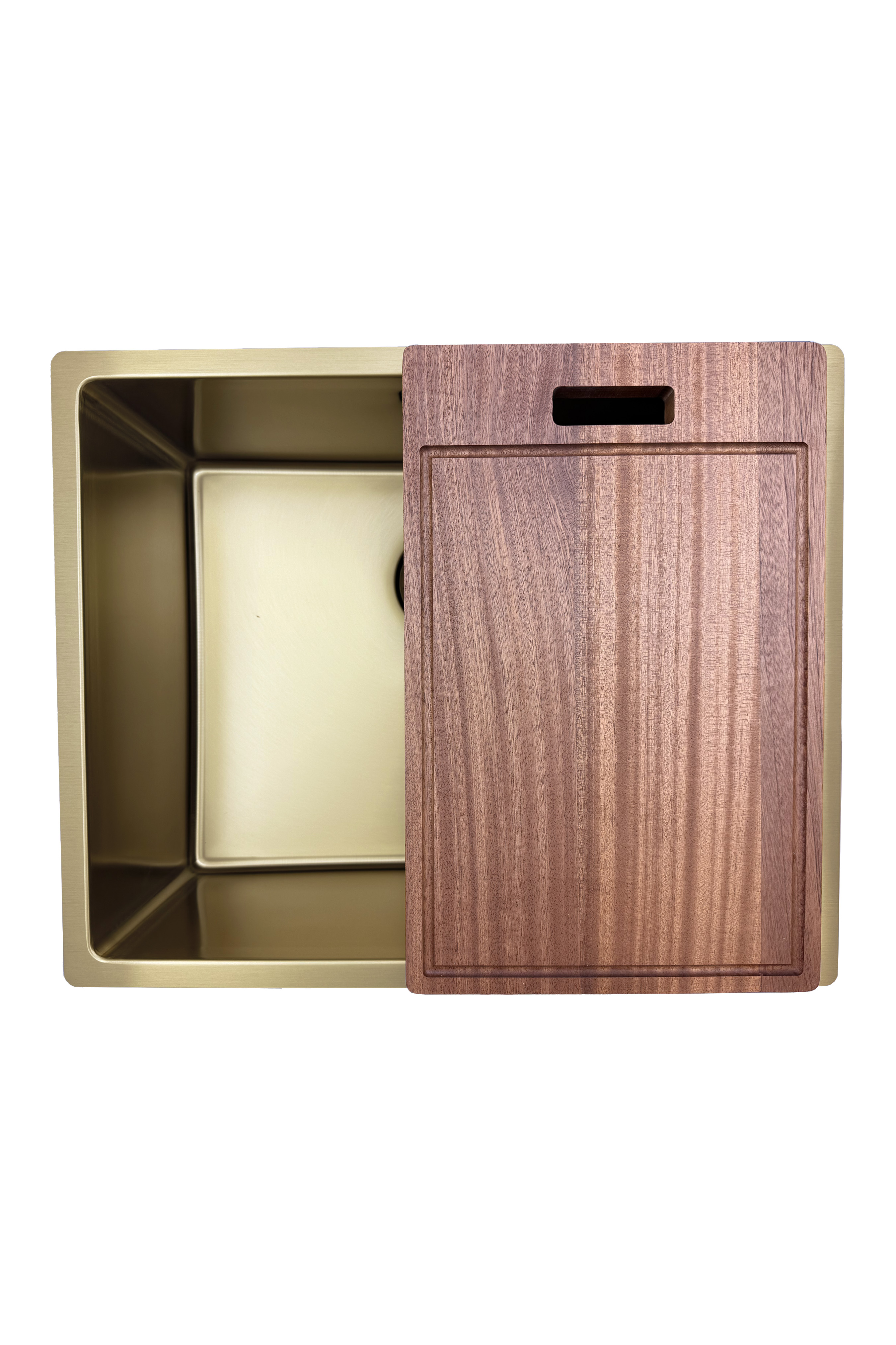 Pure.Sink Prestige diskho 50x40 cm PVD Guld 10mm radie undermonterad, planmonterad och ovanpåliggande PPG5040-60 - Productafbeelding 5