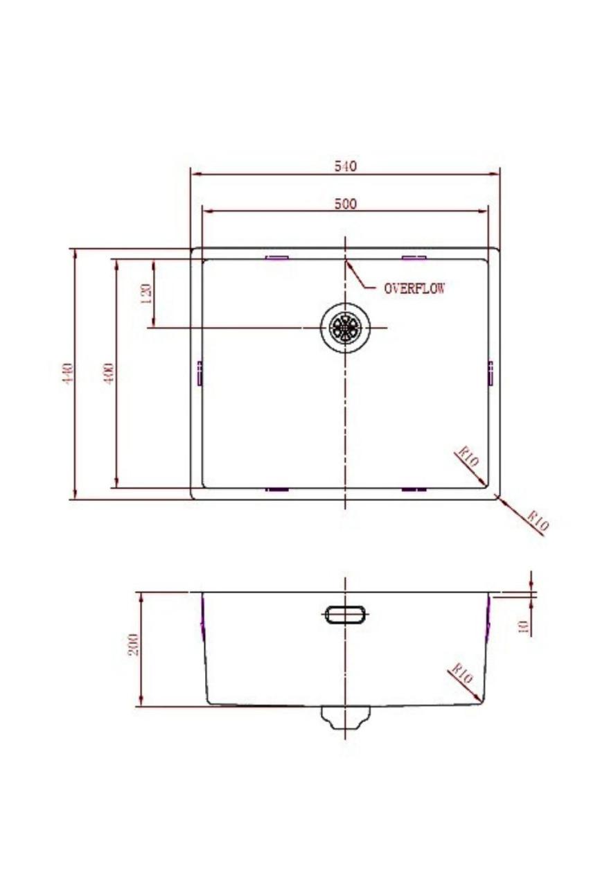 Pure.Sink Prestige diskho 50x40 cm PVD Guld 10mm radie undermonterad, planmonterad och ovanpåliggande PPG5040-60 - Productafbeelding 12