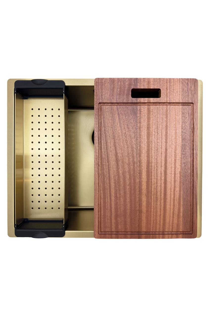Pure.Sink Prestige diskho 50x40 cm PVD Guld 10mm radie undermonterad, planmonterad och ovanpåliggande PPG5040-60 - Productafbeelding 6