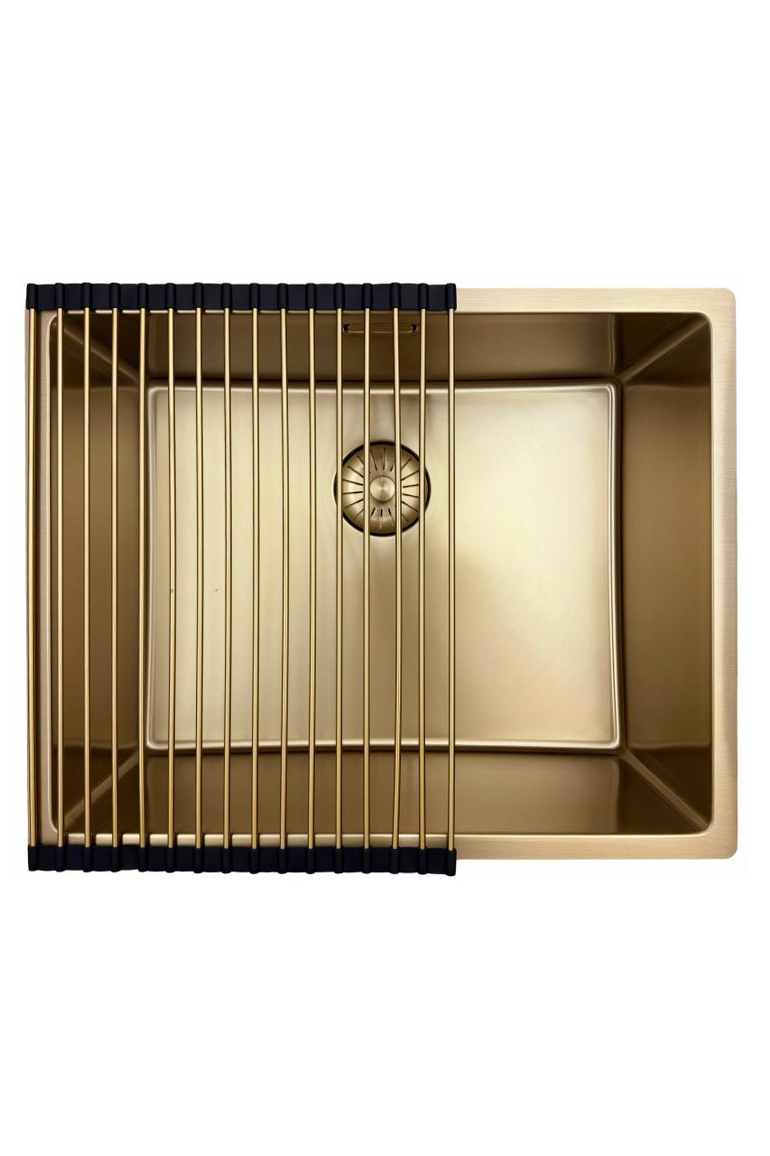 Pure.Sink Prestige diskho 50x40 cm PVD Guld 10mm radie undermonterad, planmonterad och ovanpåliggande PPG5040-60 - Productafbeelding 8