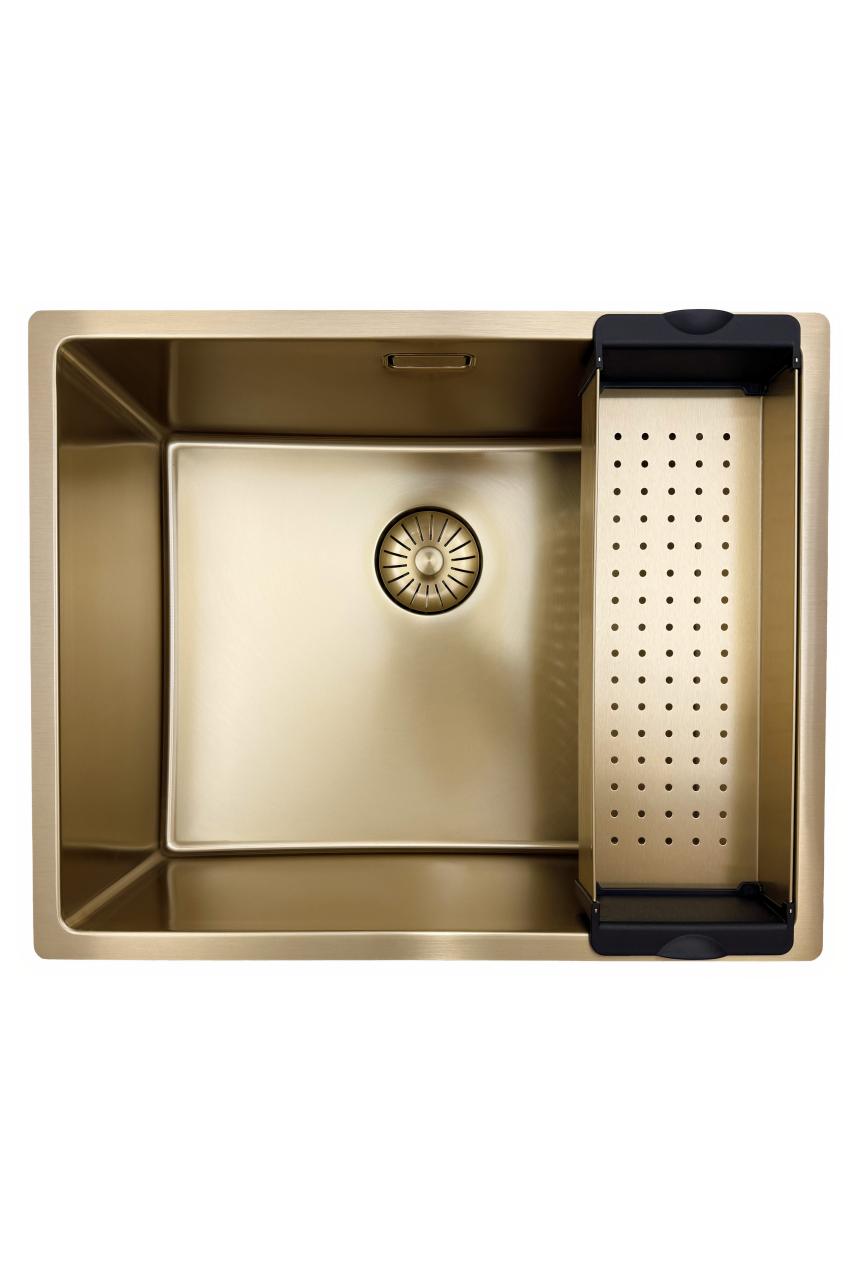 Pure.Sink Prestige diskho 50x40 cm PVD Guld 10mm radie undermonterad, planmonterad och ovanpåliggande PPG5040-60 - Productafbeelding 4