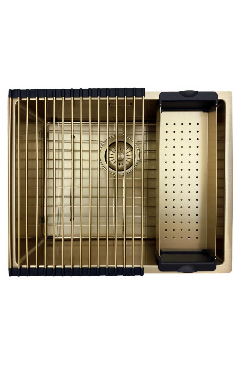 Pure.Sink Prestige diskho 50x40 cm PVD Guld 10mm radie undermonterad, planmonterad och ovanpåliggande PPG5040-60 - Productafbeelding 9
